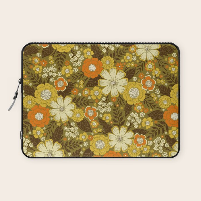 1970s Retro/Vintage Floral Pattern Laptop Sleeve