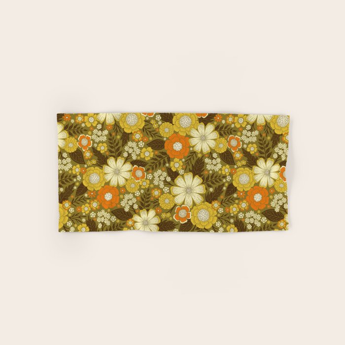 1970s Retro/Vintage Floral Pattern Bath Towel