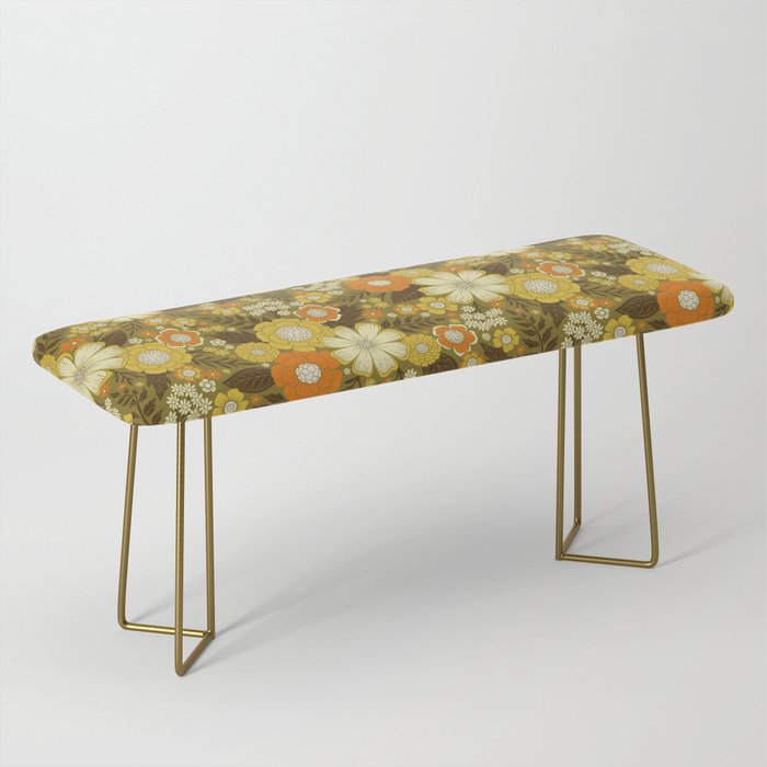 1970s Retro/Vintage Floral Pattern Bench