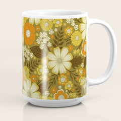 1970s Retro/Vintage Floral Pattern Coffee Mug