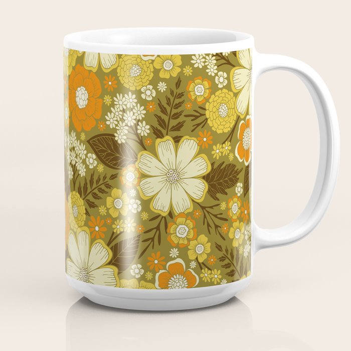 1970s Retro/Vintage Floral Pattern Coffee Mug