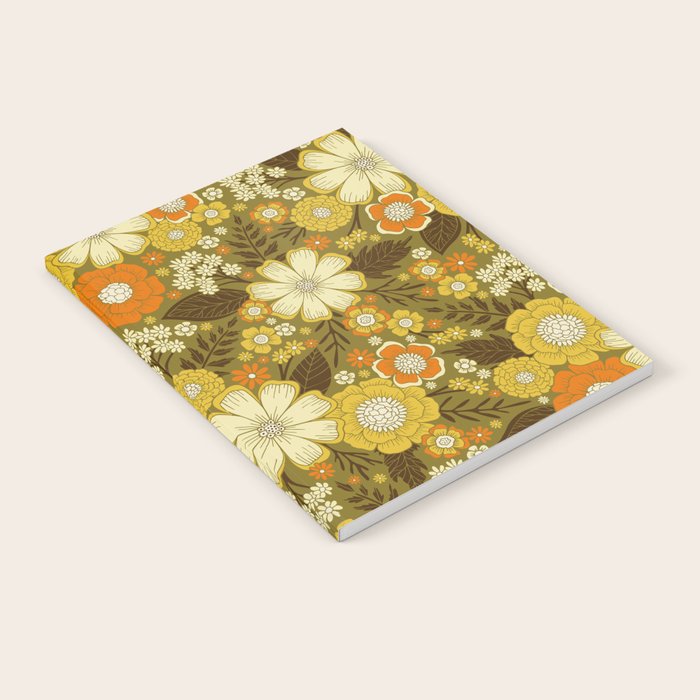 1970s Retro/Vintage Floral Pattern Notebook