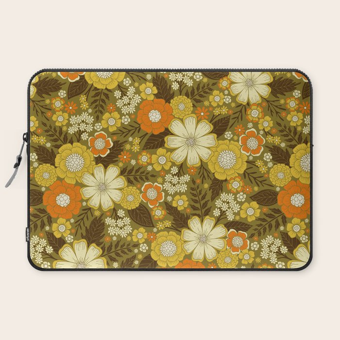 1970s Retro/Vintage Floral Pattern Laptop Sleeve