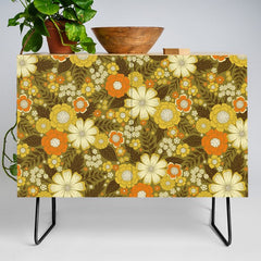 1970s Retro/Vintage Floral Pattern Credenza