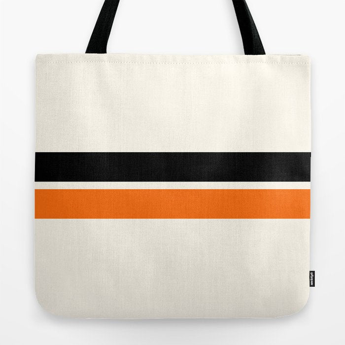 2 Stripes Black Orange Tote Bag