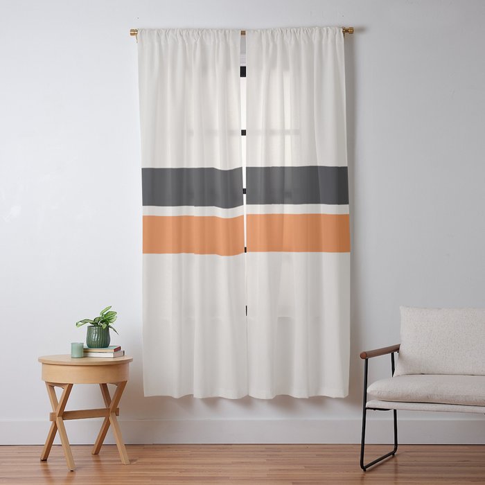 2 Stripes Black Orange Window Curtain