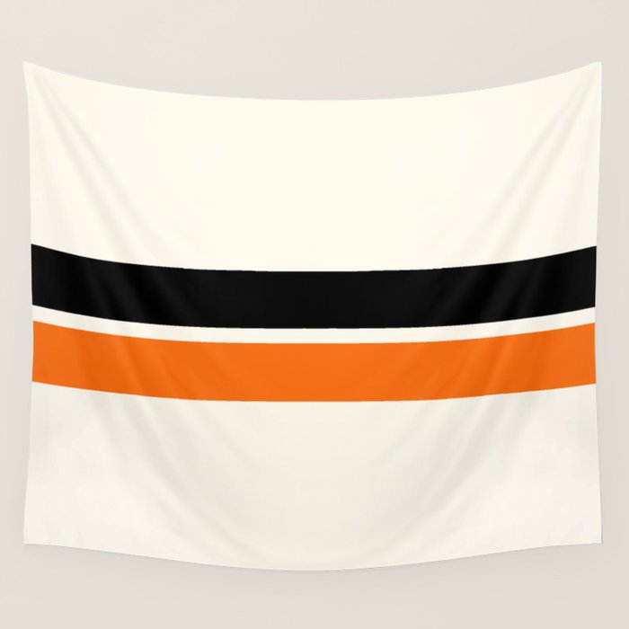 2 Stripes Black Orange Wall Tapestry