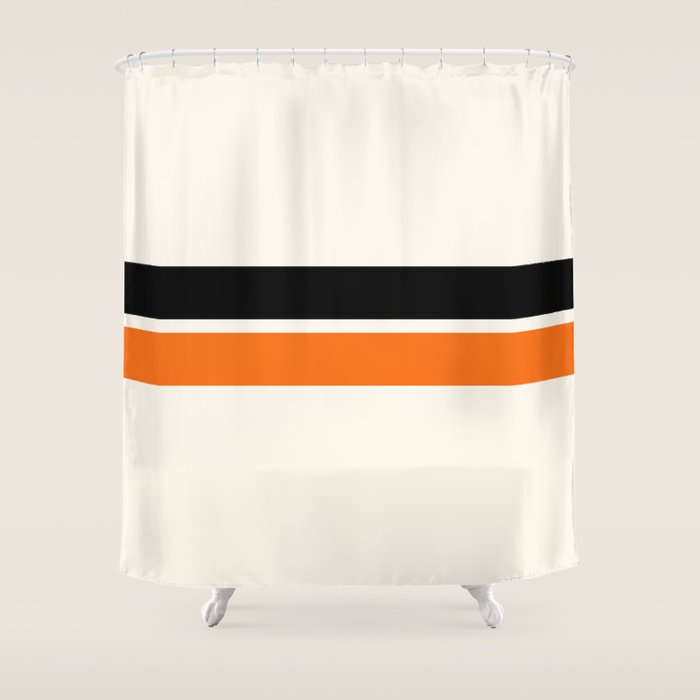 2 Stripes Black Orange Shower Curtain