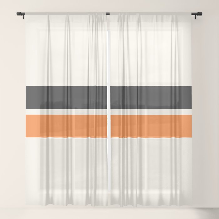 2 Stripes Black Orange Window Curtain