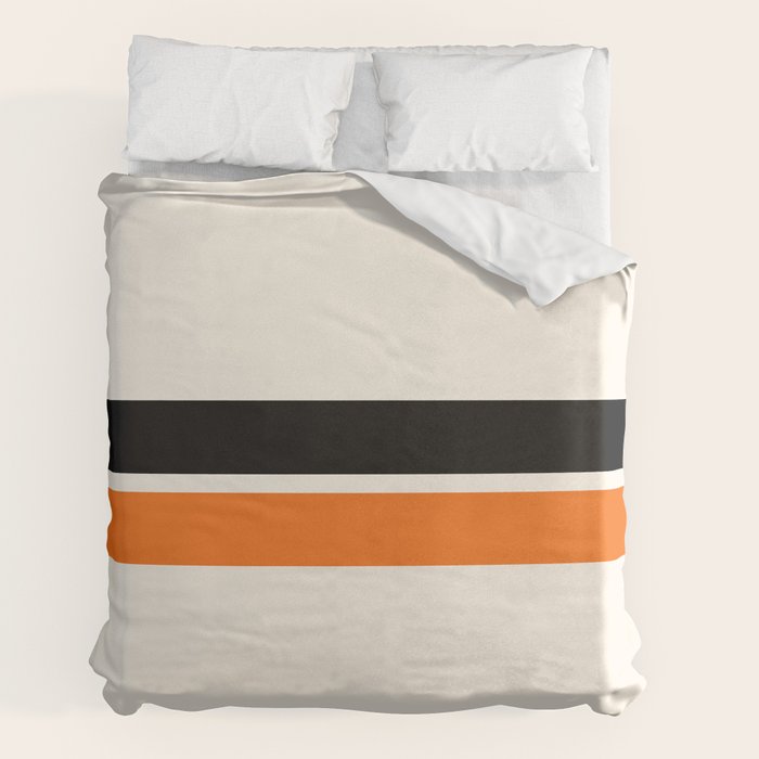 2 Stripes Black Orange Duvet Cover