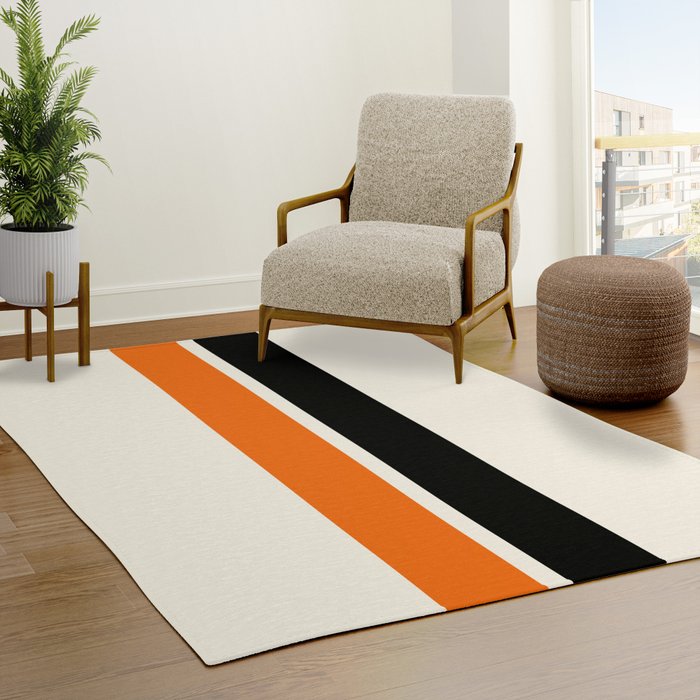 2 Stripes Black Orange Rug