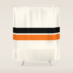 2 Stripes Black Orange Shower Curtain