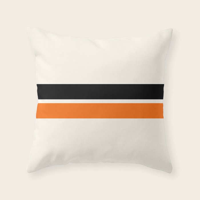2 Stripes Black Orange Throw Pillow