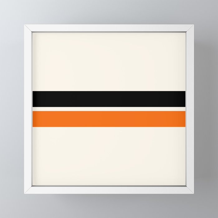 2 Stripes Black Orange Mini Art Print