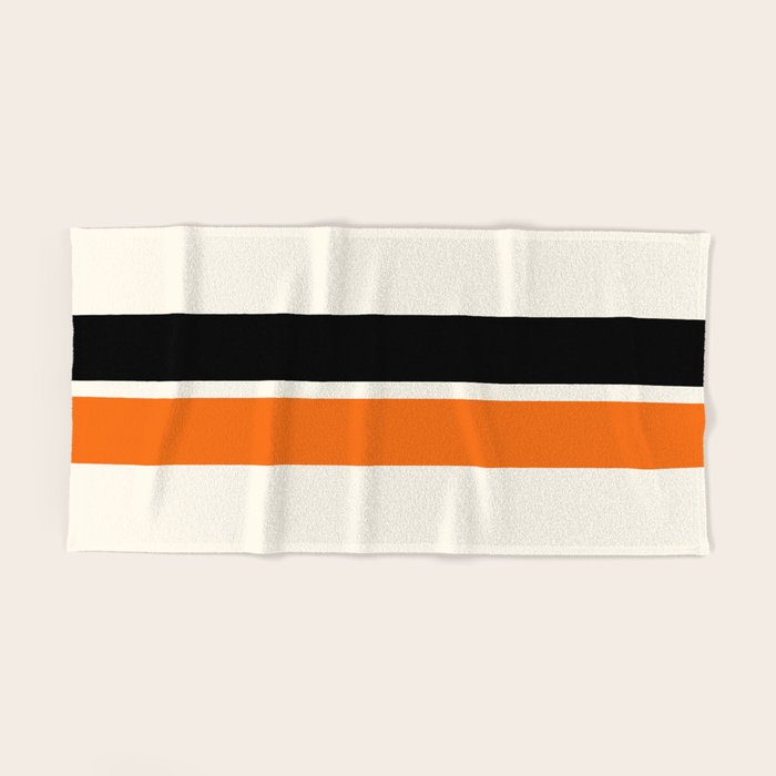 2 Stripes Black Orange Bath Towel