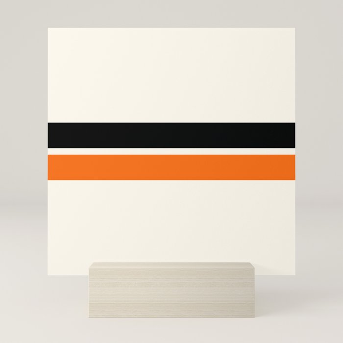 2 Stripes Black Orange Mini Art Print