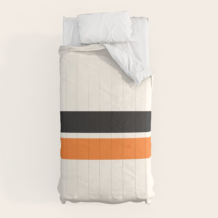 2 Stripes Black Orange Comforter