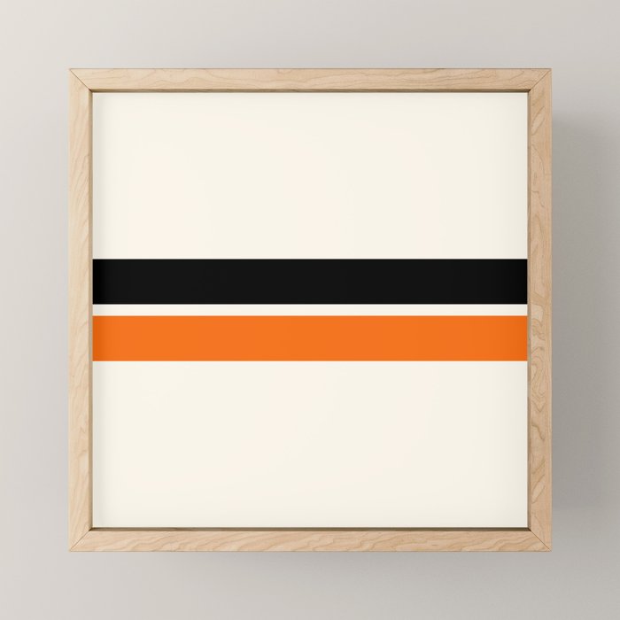 2 Stripes Black Orange Mini Art Print
