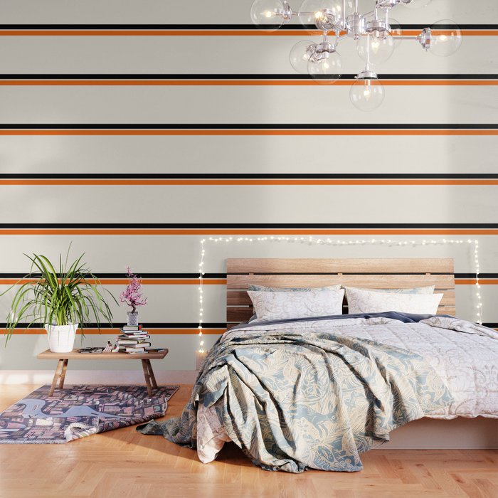 2 Stripes Black Orange Wallpaper