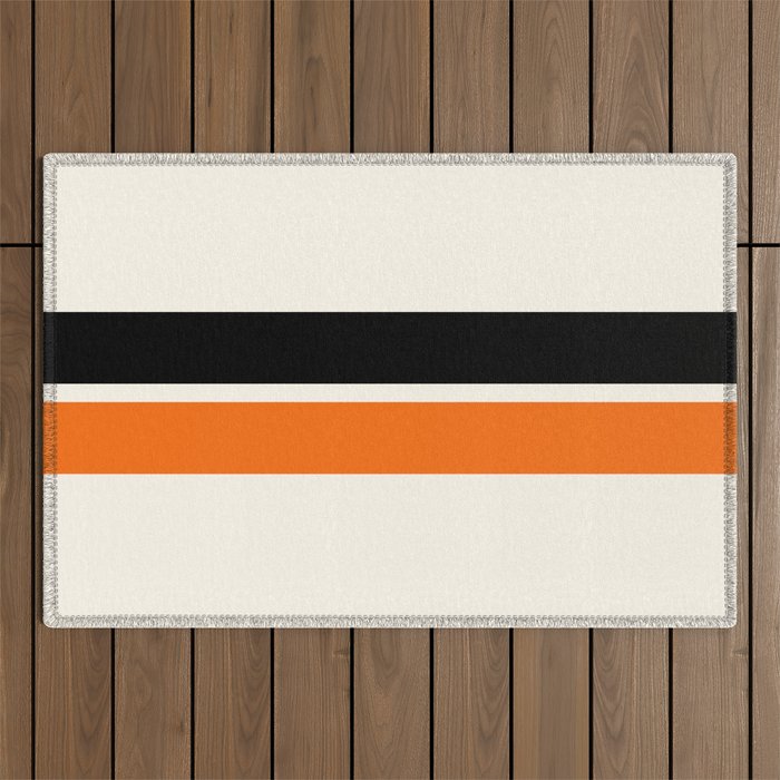 2 Stripes Black Orange Outdoor Rug