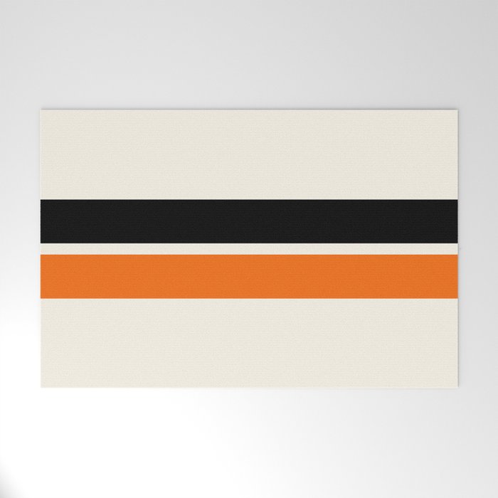 2 Stripes Black Orange Welcome Mat