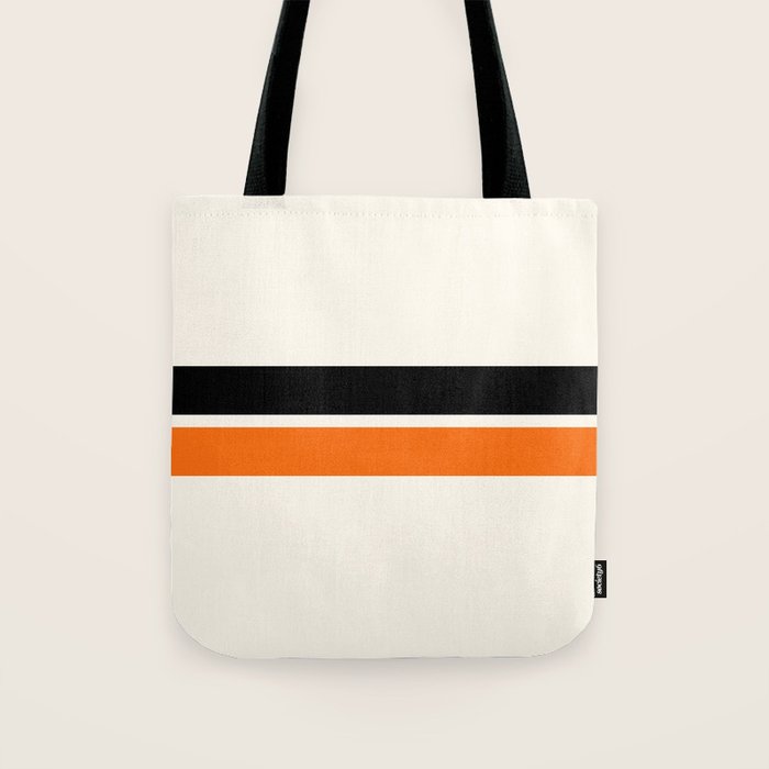 2 Stripes Black Orange Tote Bag