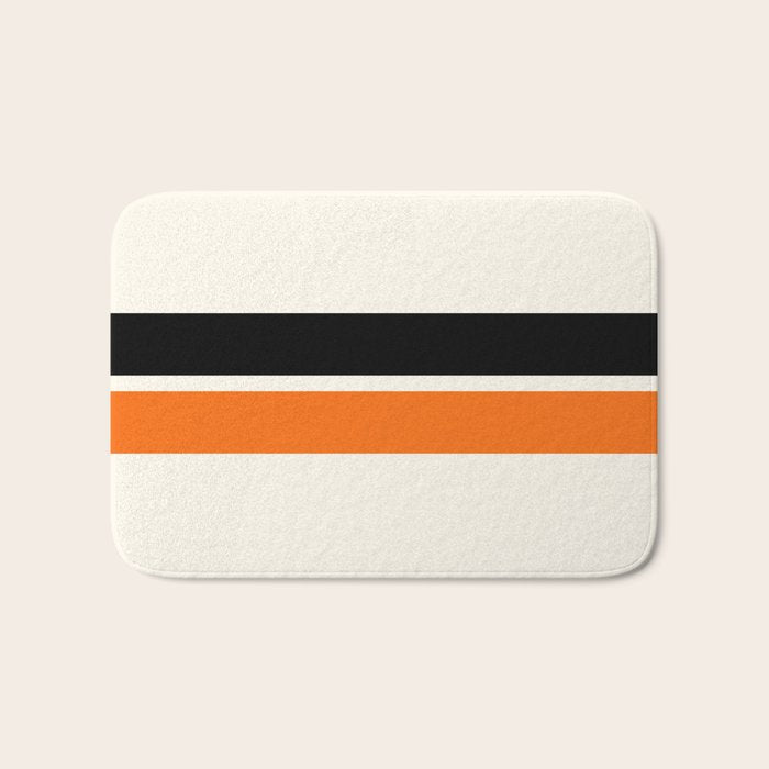 2 Stripes Black Orange Bath Mat