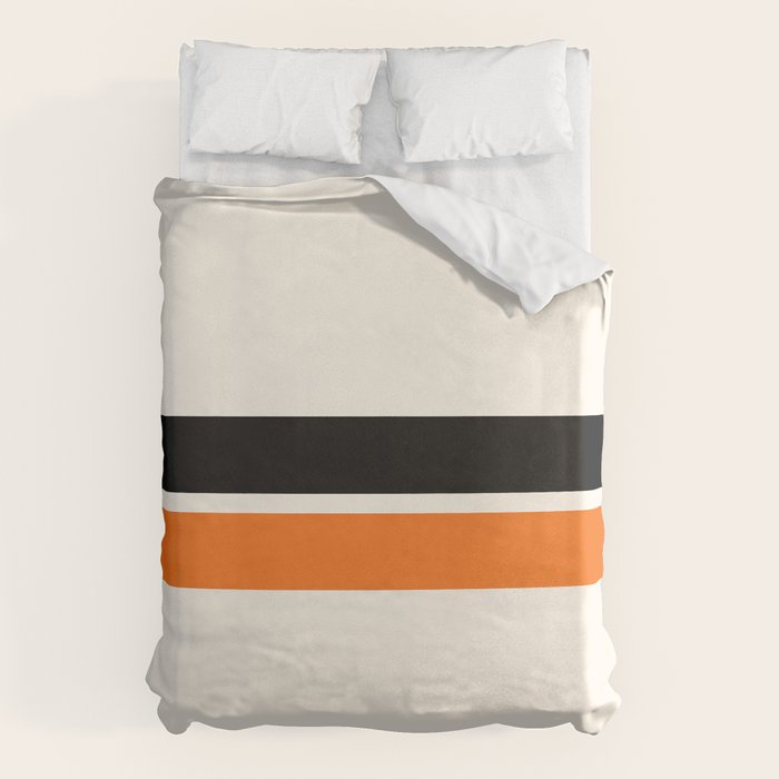 2 Stripes Black Orange Duvet Cover