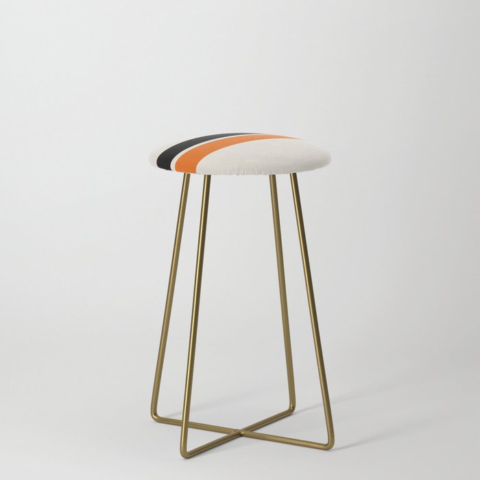 2 Stripes Black Orange Stool