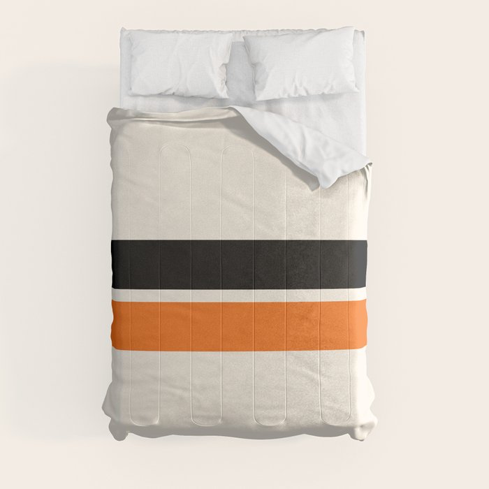 2 Stripes Black Orange Comforter