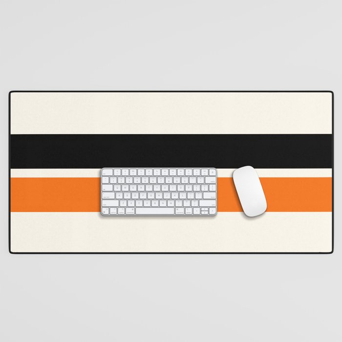 2 Stripes Black Orange Desk Mat