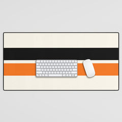 2 Stripes Black Orange Desk Mat