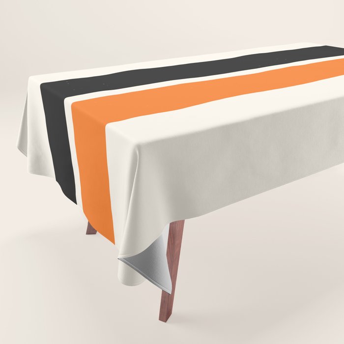 2 Stripes Black Orange Tablecloth