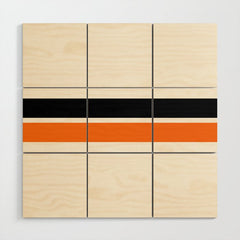 2 Stripes Black Orange Wood Wall Art