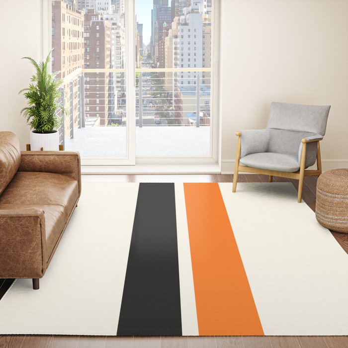 2 Stripes Black Orange Rug