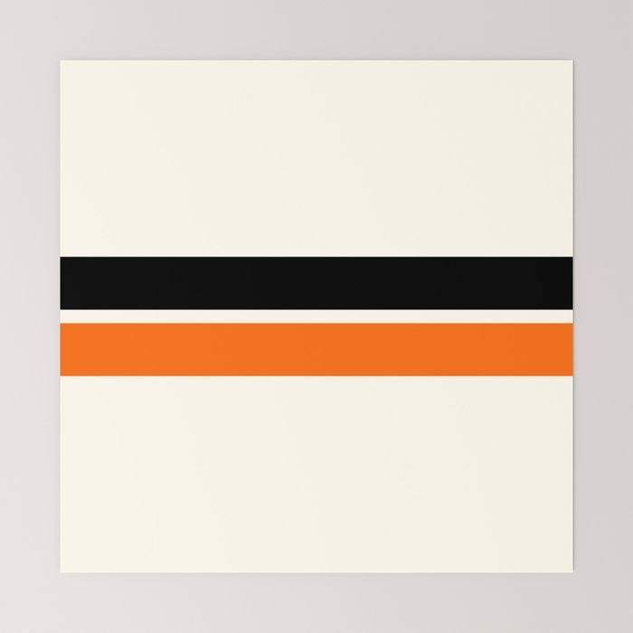 2 Stripes Black Orange Mini Art Print
