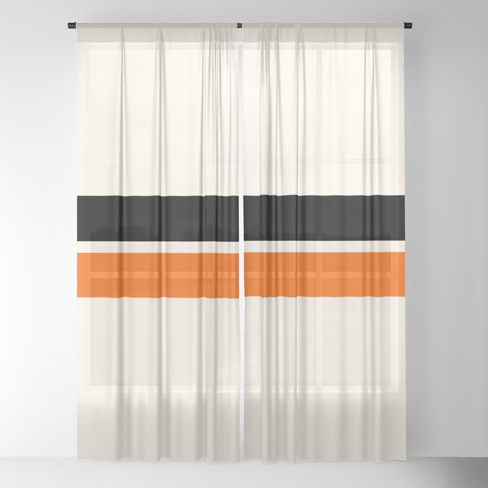 2 Stripes Black Orange Window Curtain