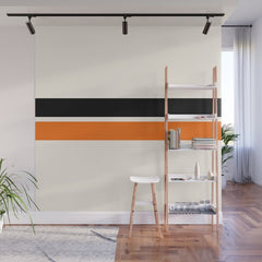 2 Stripes Black Orange Wall Mural