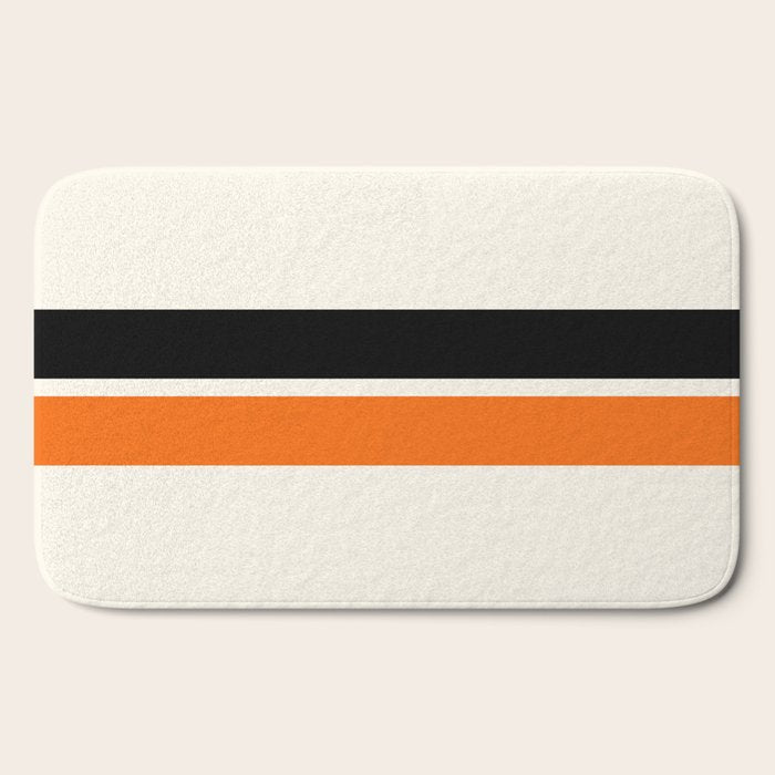 2 Stripes Black Orange Bath Mat