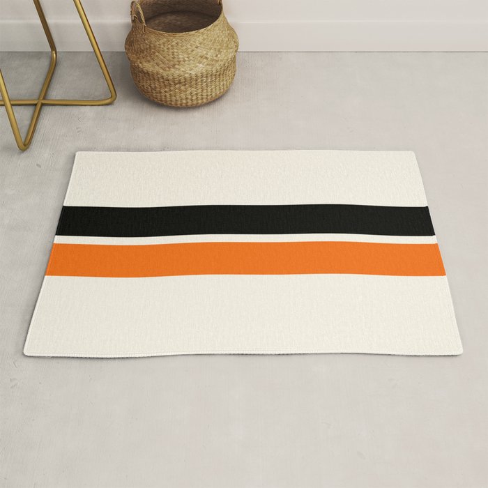 2 Stripes Black Orange Rug