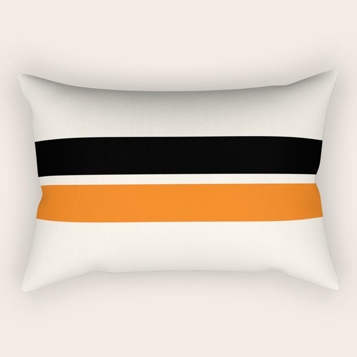 2 Stripes Black Orange Rectangular Pillow