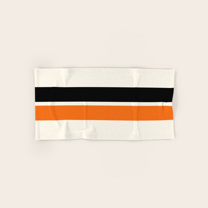 2 Stripes Black Orange Bath Towel