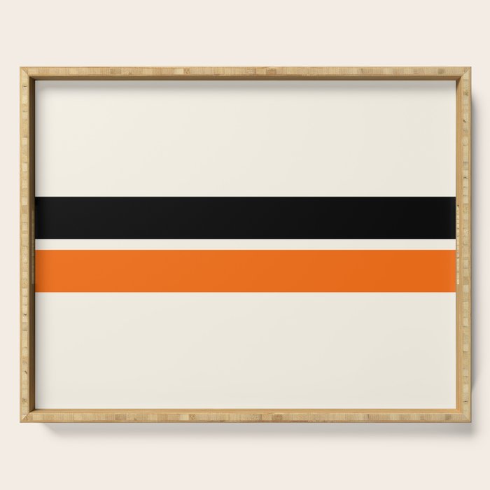 2 Stripes Black Orange Serving Tray