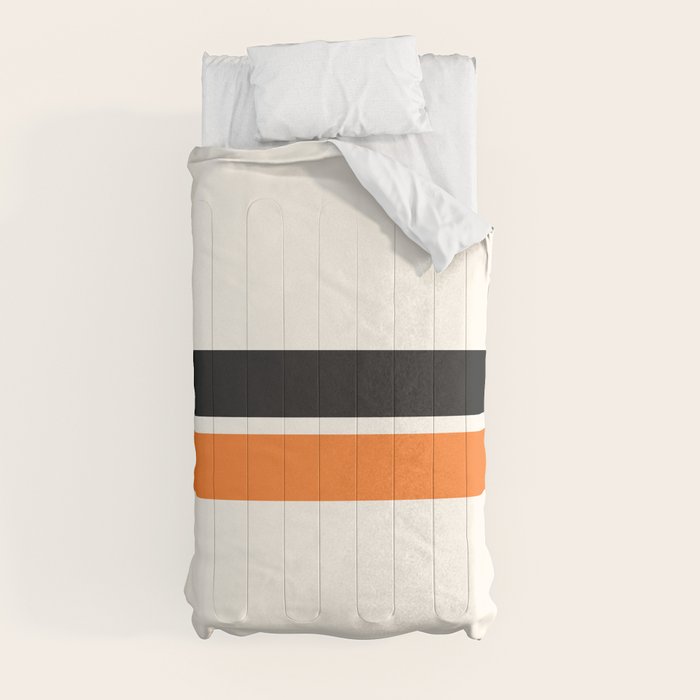 2 Stripes Black Orange Comforter