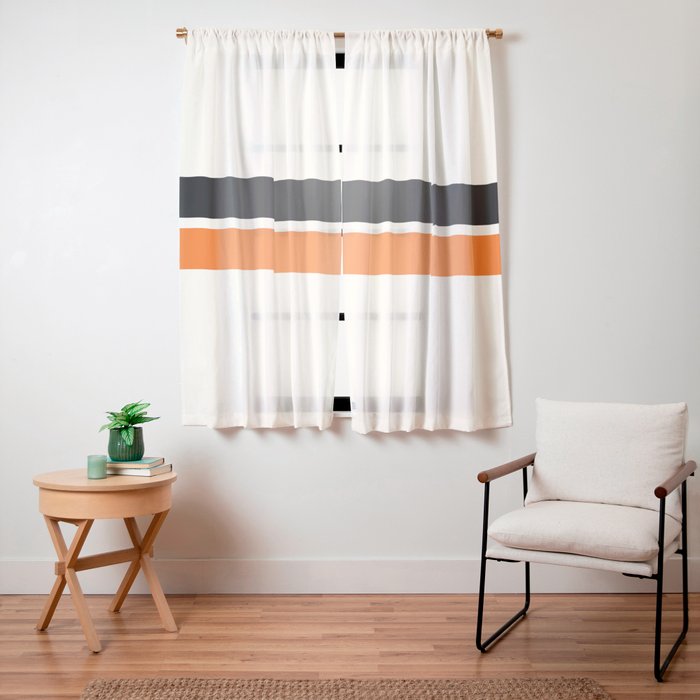 2 Stripes Black Orange Window Curtain