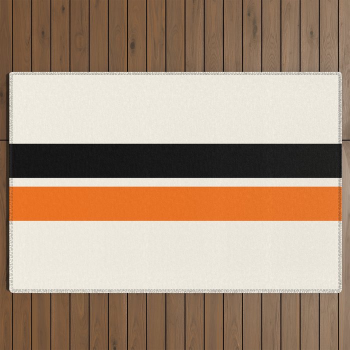 2 Stripes Black Orange Outdoor Rug