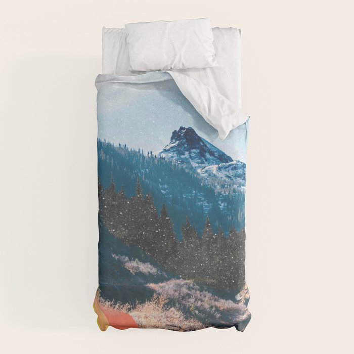 1960's Style Mountain Collage Duvet Cover