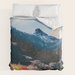 1960's Style Mountain Collage Duvet Cover
