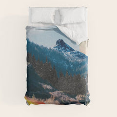 1960's Style Mountain Collage Duvet Cover