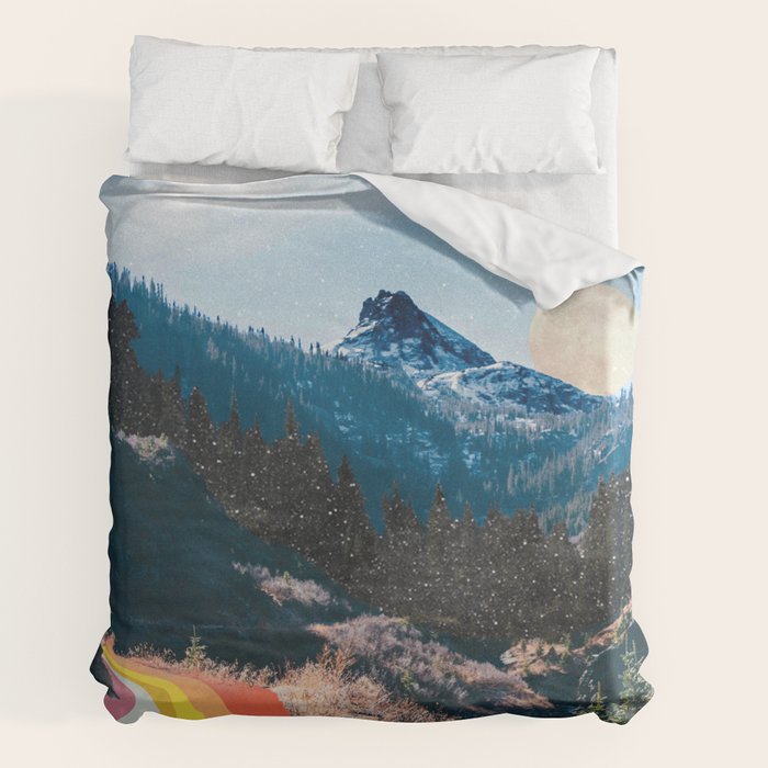 1960's Style Mountain Collage Duvet Cover